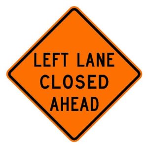 W20-5L Left Lane Closed Ahead
