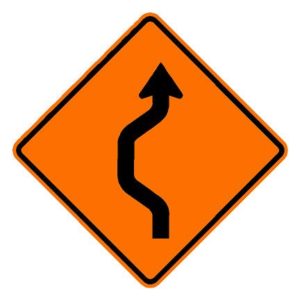 W24-1l Single Lane Shift Sign (Left)