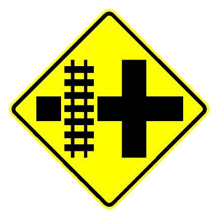 W10-2L Crossroad with Parallel Tracks Symbol Sign (Left)