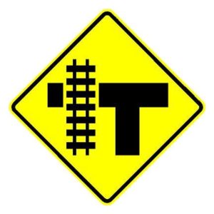 W10-4L T-Intersection with Parallel Tracks Symbol Sign (Left)